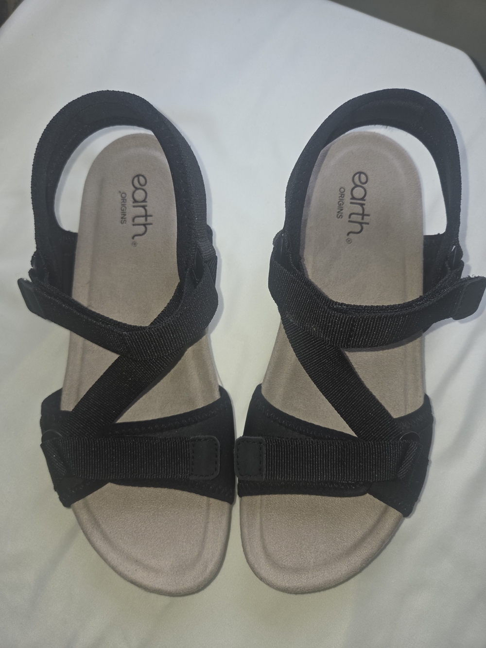 Earth Origins Women's Black Strappy Comfort Sandals - Size 8.5 WIDE
